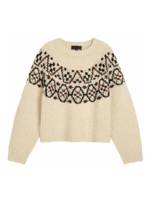 NILI LOTAN: Strickpullover mit Rundhalsausschnitt - Rundhalspullover - Beige