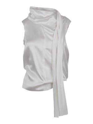 S MAX MARA: Tops & Tank tops - Silk satin top with neck scarf