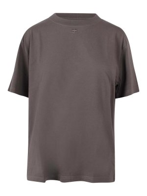 Courreges: t-shirt - T-shirt oversize con logo fondo capo