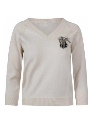 N°21: Strickpullover mit V-Ausschnitt - V-Pullover - Beige