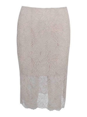 ROTATE Birger Christensen: Knee length skirts & Midi - Floral lace midi skirt