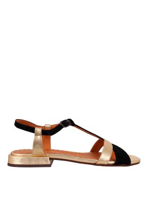 Chie Mihara: flat shoes - Flat sandal with laminated leather