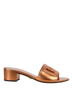 DOLCE & GABBANA: sabot - Mule in pelle di vitello bronzo