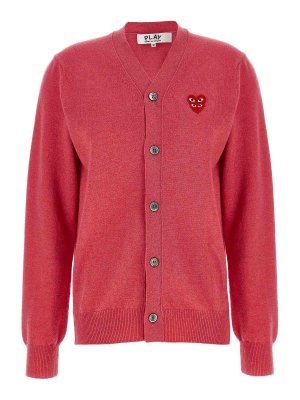 Comme des Garçons Play: cardigan - cardigan 'doppio stemma rosso'