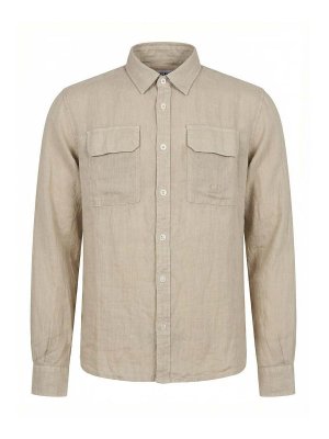 C.P. COMPANY: shirts - Dove Grey Linen Long-Sleeved Shirt