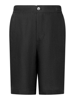 FRANZESE COLLECTION: Trousers Shorts - Black Irish Linen Bermuda Shorts