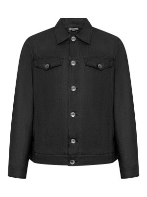 FRANZESE COLLECTION: casual jackets - Black Irish Linen Saharan Jacket
