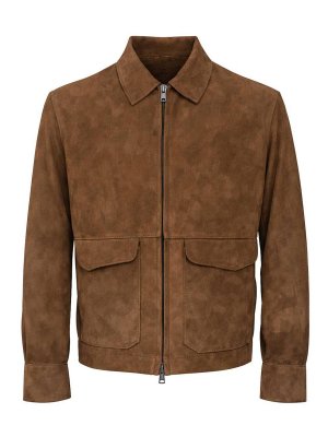 FRANZESE COLLECTION: leather jacket - Taupe Bonded Suede Jacket