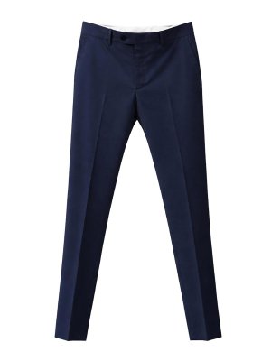 FRANZESE COLLECTION: Tailored & Formal trousers - Navy Blue Italian Cotton Trousers