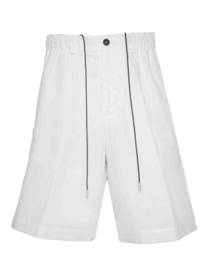 LOW BRAND: Trousers Shorts - Loose-Fit White Cotton Bermuda Shorts