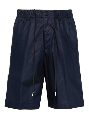 LOW BRAND: Trousers Shorts - Loose-Fit Navy Blue Cotton Bermuda Shorts