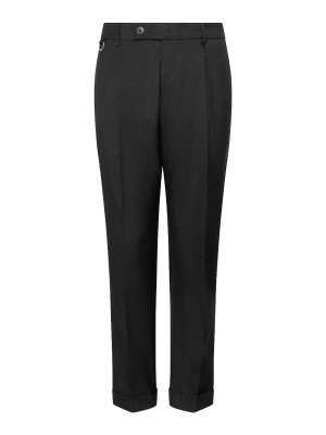 LOW BRAND: casual trousers - Slim Carrot-Fit Black Virg