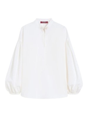 Max Mara: blouses - Mstginnasta Ivory Lightweight Cotton Sat