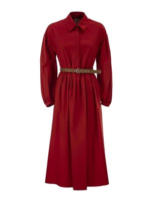 Max Mara: Knielange Kleider - Knielanges Kleid - Rot