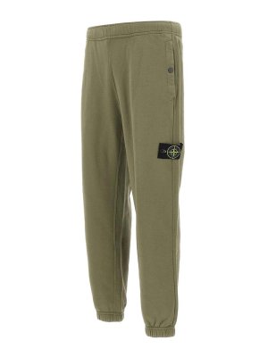 STONE ISLAND: tracksuit bottoms - Military Green Cotton Jogger Trousers