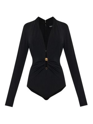 VERSACE: Tops & Tank tops - Black Stretch Crepe Jersey Safety P