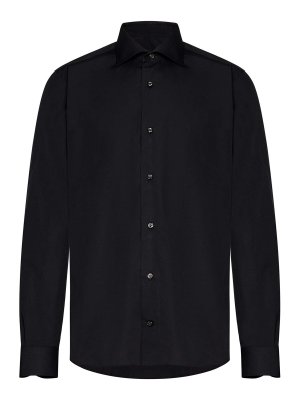 FRANZESE COLLECTION: shirts - Montezemolo Model Black 100% Cotton Shirt