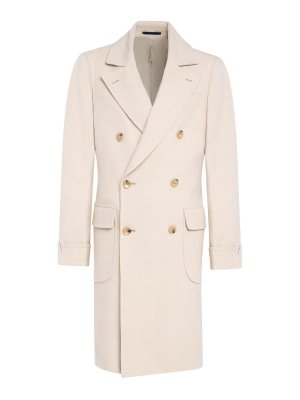 FRANZESE COLLECTION: knee length coats - Ivory White Loden Coat