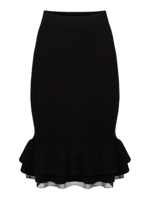 NINA RICCI: Knee length skirts & Midi - Black Wool Knit Midi Skirt