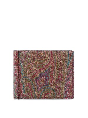 ETRO: wallets & purses - Coated Paisley Jacquard Canvas Bifold Wallet