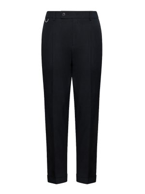LOW BRAND: casual trousers - Fit Black Stretch Cotton Blend Trousers