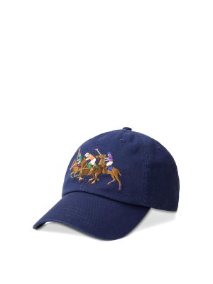 POLO RALPH LAUREN: hats & caps - Navy Blue Cotton Twill Baseball Cap