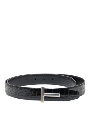 TOM FORD: belts - Print Calf Leather T Belt