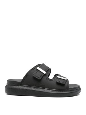ALEXANDER MCQUEEN: sandals - Hybrid Black Rubber Double-Strap Sandals