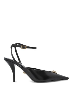 VERSACE: sandals - Patent Calf Leather Pointed Slingback