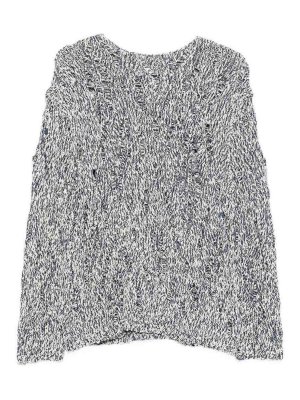 AMARANTO: crew necks - Melange sweater with openwork effect