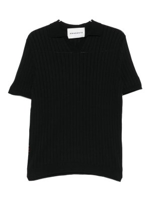 AMARANTO: polo shirts - Black short-sleeve polo shirt
