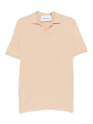 AMARANTO: polo shirts - Beige short-sleeve polo shirt
