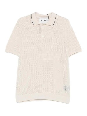 AMARANTO: polo shirts - Off-white short-sleeve polo shirt