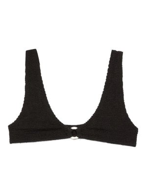 BOND-EYE: bikinis - Scout bikini top in black crinkled terry