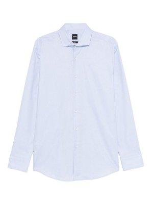 Hugo Boss: shirts - Light blue stretch cotton shirt