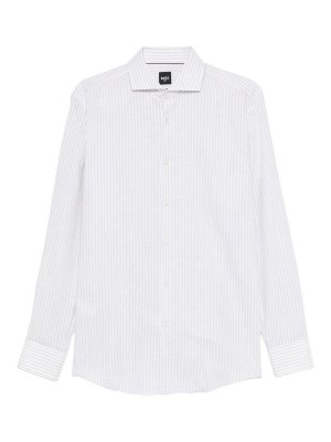 Hugo Boss: shirts - H hank white and grey striped shirt