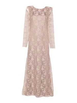 D.EXTERIOR: knee length dresses - Long-sleeved pink lace dress with open back