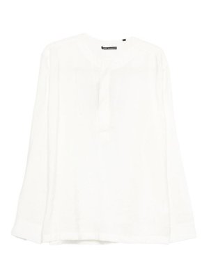 DANIELE ALESSANDRINI: polo shirts - Polo shirt in white with long sleeves