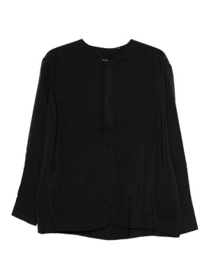 DANIELE ALESSANDRINI: polo shirts - Polo shirt in black with long sleeves