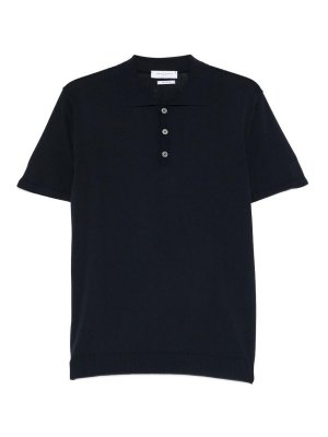 DANIELE FIESOLI: polo shirts - Polo shirt in blue cotton with buttons