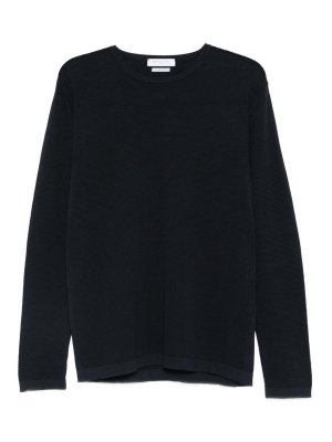 DANIELE FIESOLI: t-shirts - Fine knit long sleeve t-shirt in blue cotton