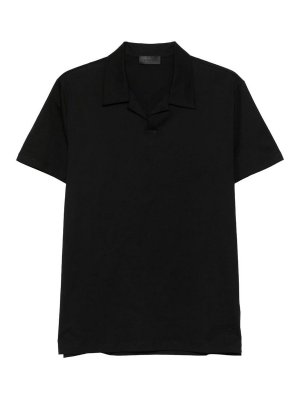 DONDUP: polo shirts - Embroidered d logo polo shirt in black cotton