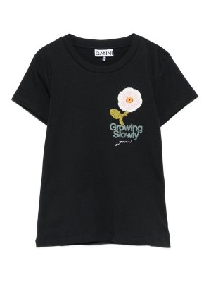 GANNI: Tシャツ - Tシャツ - 黒