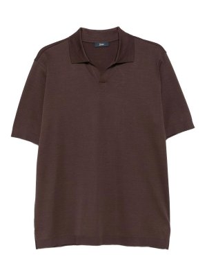 HERNO: polo shirts - Brown cotton polo shirt