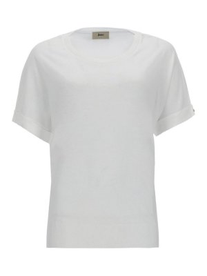 HERNO: t-shirts - White crew-neck cotton t-shirt