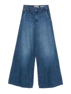 IOIS: jeans dritti, a sigaretta - Jeans blu effetto wash a gamba larga