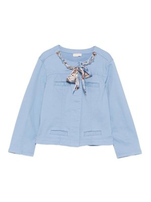 Liu Jo: crew necks - Jacket with scarf crewneck light blue