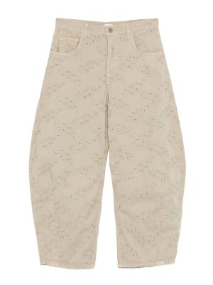 Liu Jo: pantaloni casual - Pantaloni beige a palloncino con ricami