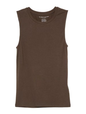 Majestic Filatures: t-shirt - Maglietta marrone senza maniche