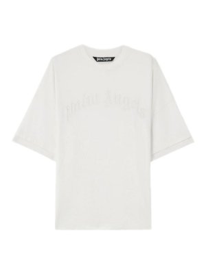 Palm Angels: t-shirts - T-shirt in white cotton with white logo